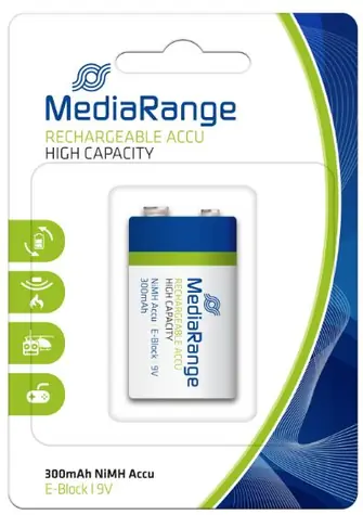 MediaRange High capacity nabíjecí baterie E-Block 6HR61/HR22 / 9V