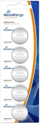 MediaRange Premium lithium baterie Coin Cells CR2450 / 3V / 5ks