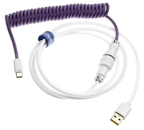 Ducky Premicord Creator USB-C na USB-A bílo-fialová / spirálovitý / 1.8m 