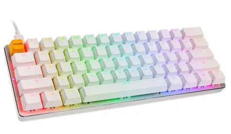 Glorious GMMK Compact White Ice Edition US bílá / herní klávesnice / Gateron Brown / USB-C / US layout / RGB / 1.8m