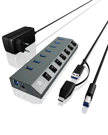 IcyBox IB-HUB1701-C3 USB Hub černá / 7x USB 3.0