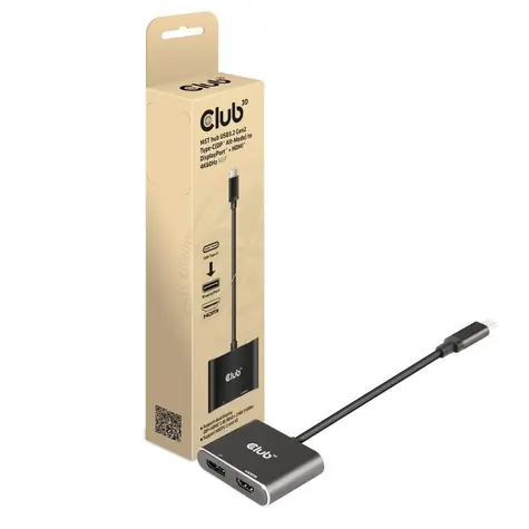 CLUB3D CSV-1552 Adaptér USB-C (M) - HDMI&DisplayPort (F) / 4K60Hz 