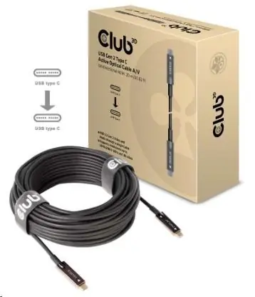 CLUB3D Kabel USB-C M/M černá 20m / aktivní / optický 