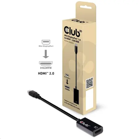 CLUB3D CAC-1180 aktivní redukce mini DisplayPort 1.4 na HDMI 2.0 černá / 8k 60Hz / 4K 120 Hz