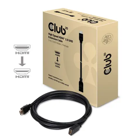 CLUB3D CAC-1321 kabel HDMI 2.0 M/F černá 3m / 4K 60Hz 