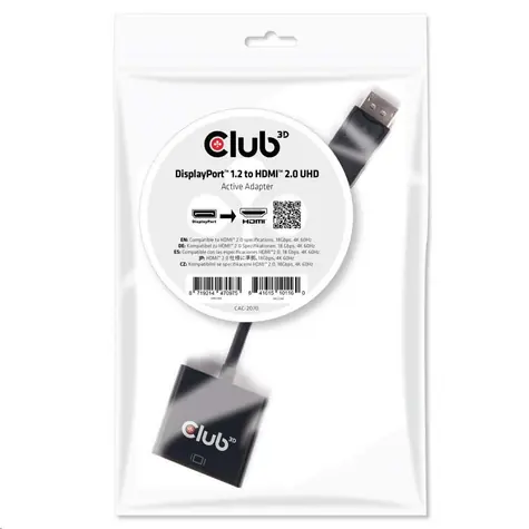 CLUB3D CAC-2070 aktivní redukce DisplayPort 1.2 na HDMI 2.0 černá / 4K 60Hz