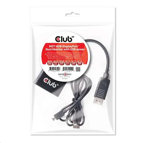 CLUB3D CSV-6200 video hub MST DisplayPort na 2x DisplayPort černá 
