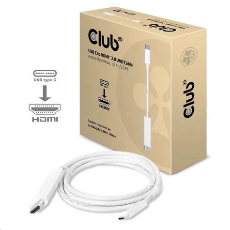 CLUB3D CAC-1514 aktivní kabel USB-C na HDMI 2.0 1.8m / 4K 60Hz 