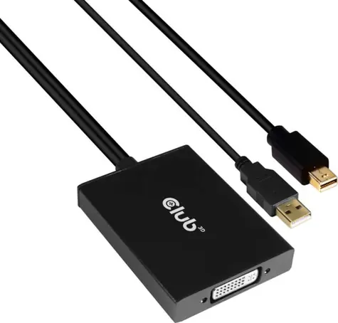 CLUB3D CAC-1130 aktivní redukce mini DisplayPort 1.2 na Dual Link DVI-D černá / 4K 30Hz / 60cm 