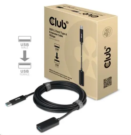 CLUB3D CAC-1411 prodlužovací kabel USB-A M/F černá 5m / 10Gbps
