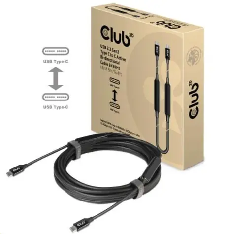 CLUB3D CAC-1535 kabel USB-C M/M černá 5m / 8K 60Hz / 60W PD