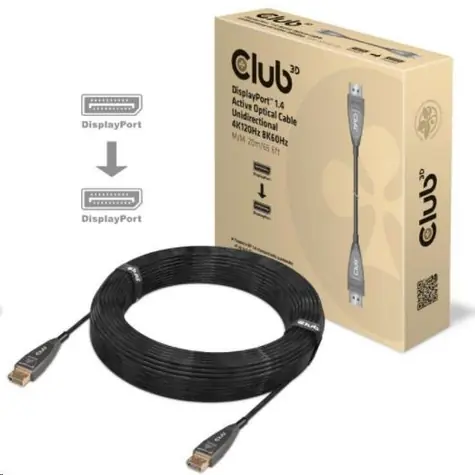 CLUB3D CAC-1079 aktivní kabel DisplayPort 1.4 M/M černá 20m / 8K 60Hz 