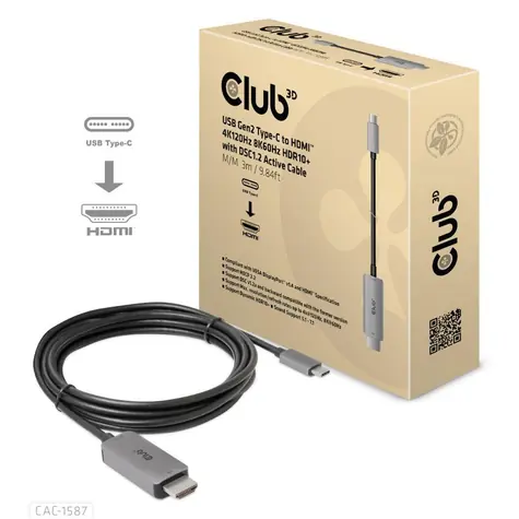 CLUB3D CAC-1587 kabel USB-C na HDMI M/M černá 3m / 8K 60Hz / 4K 120Hz  
