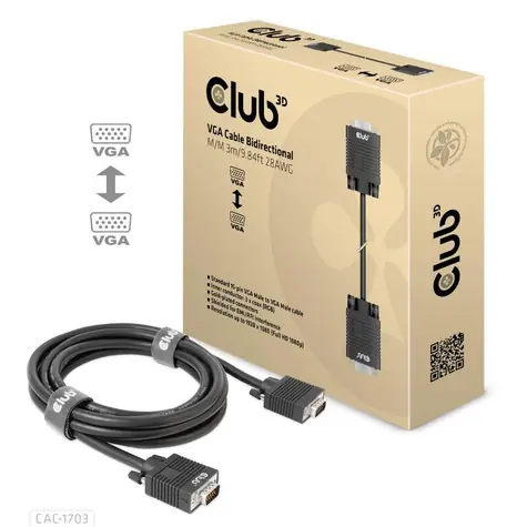 CLUB3D CAC-1703 kabel VGA M/M 3m černá / FHD 