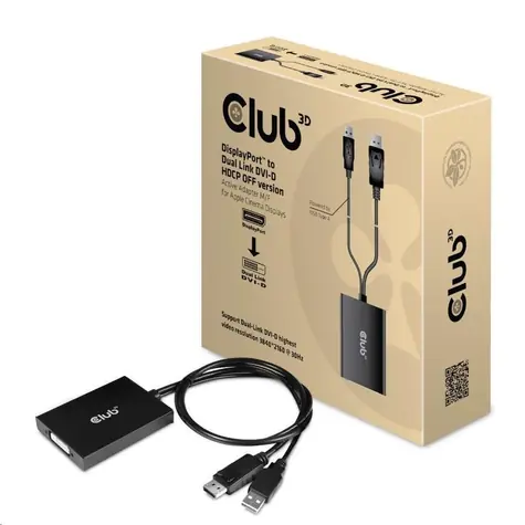 CLUB3D CAC-1010-A aktivní redukce DisplayPort na Dual Link DVI-D černá 60cm / USB napájení 