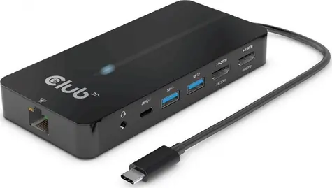 CLUB3D CSV-1595 Dokovací stanice USB-C 7v1 černá / 2x HDMI / RJ-45 / 2x USB-A / 3.5mm jack / USB-C  / doprodej