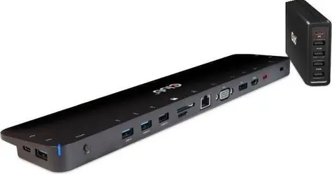 CLUB3D CSV-1564W100 Dokovací stanice USB-C 3.2 černá / 3x USB-C / HDMI / DP / VGA / RJ45 / SD Slot / MicroSD / 3.5mm jac