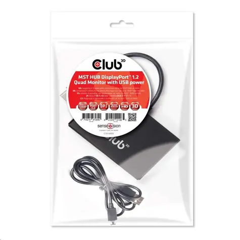 CLUB3D CSV-6400 MST hub DisplayPort 1.2 černá / 4x DisplayPort / WQXGA 60Hz