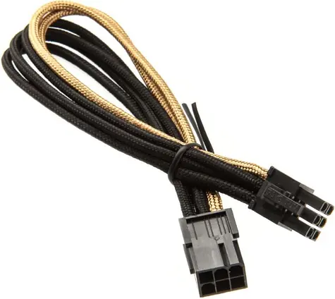SilverStone 6-pin PCIe kabel 25cm černo-zlatá / prodlužovací / individuálně opletené kabely