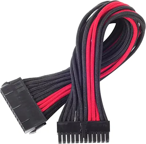 SilverStone 24-pin ATX kabel 30cm černo-červená / prodlužovací / individuálně opletené kabely