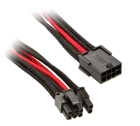 SilverStone kabel 8-pin PCI > 6+2-pin PCIe 25 cm černo-červená / individuálně pletené kabely