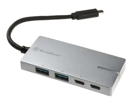 SilverStone EP09C USB 3.1 Type C Adaptér stříbrná / 2x USB-C + 2x USB 3.1