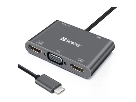Sandberg 136-35 Dokovací stanice / 2xHDMI / 1xVGA / USB+PD