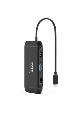PORT CONNECT Dokovací stanice 8v1 DUAL SCREEN / 2xFullHD nebo 1x4K / HDMI / VGA / 3xUSB-A / RJ-45 / TF / SD