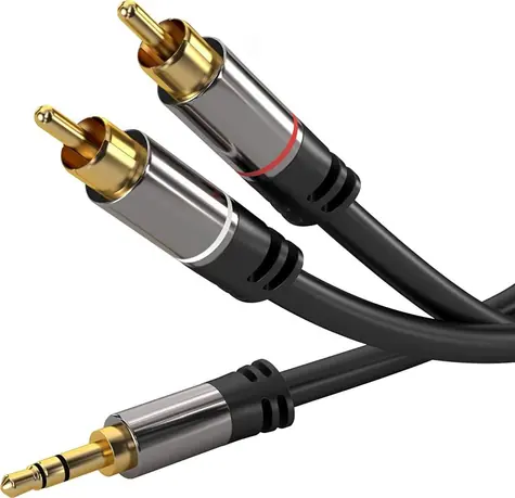 PremiumCord stíněný kabel stereo Jack 3.5mm - 2x CINCH / M-M / HQ / 5m