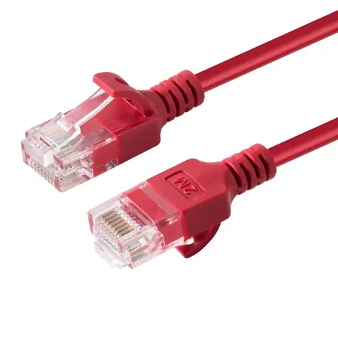 MicroConnect CAT6a U/UTP SLIM 0.25m červená / LSZH