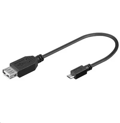 MicroConnect kabel USB2.0 A (F) - microUSB B (M) 0.2m černá / 480Mbit/s