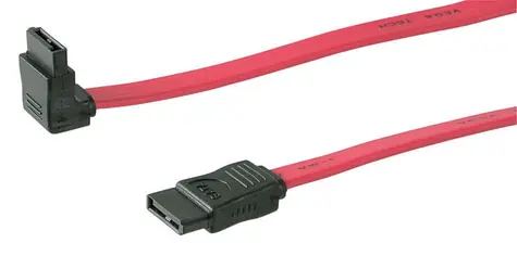 MicroConnect Propojovací kabel SATA 7pin - SATA 7pin 90° úhel 0.5m růžová / SATA I