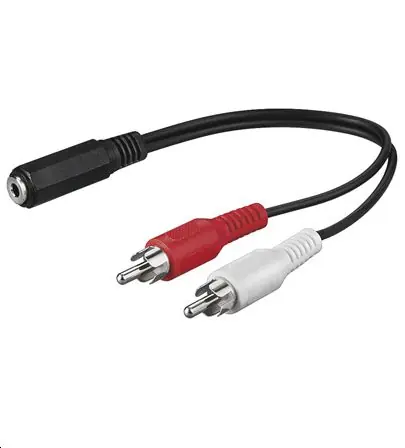 MicroConnect Audio adapter jack 3.5mm (F) - 2x RCA (M) 0.2m černá