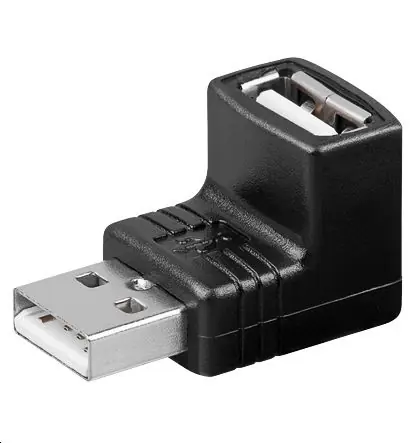 MicroConnect zahnutý adaptér do pravého úhle USB2.0 A (M) - USB2.0 A (F) černá
