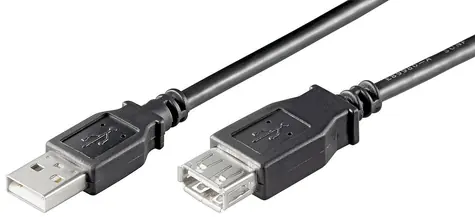 MicroConnect kabel USB2.0 A (M) - USB2.0 A (F) 2m černá / 480Mbit/s