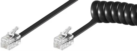 MicroConnect Modulární kabel spirálový RJ10 (M) - RJ10 (M) 2m černá