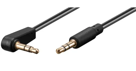MicroConnect Audio Slim kabel jack 3.5mm zahnutý 90° (M) - 3.5mm jack (M) 0.5m černá