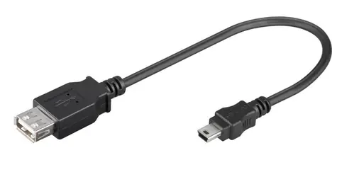 MicroConnect kabel USB2.0 A (F) - miniUSB B (M) 0.2m černá / 480Mbit/s