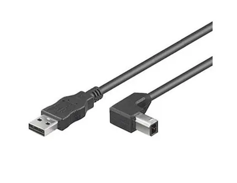 MicroConnect kabel USB2.0 A (M) - USB2.0 B 90° úhel (M) 1m černá / 480Mbit/s