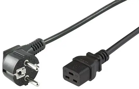 MicroConnect Síťový napájecí kabel Schuko 90° úhel - C19 0.5m černá
