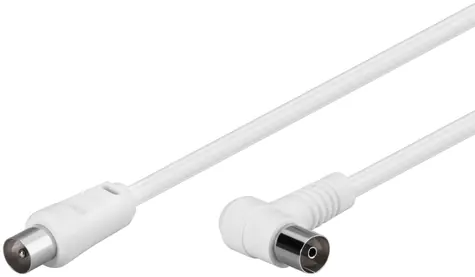MicroConnect koaxiální kabel M-F zahnutý 90° 75 Ohm 1.5m bílá 