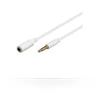 MicroConnect Slim audio kabel 4-pin Jack 3.5mm (M) - Jack 3.5mm (F) 2m bílá