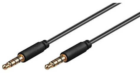 MicroConnect Slim audio kabel 4-pin Jack 3.5mm - Jack 3.5mm 2m černá