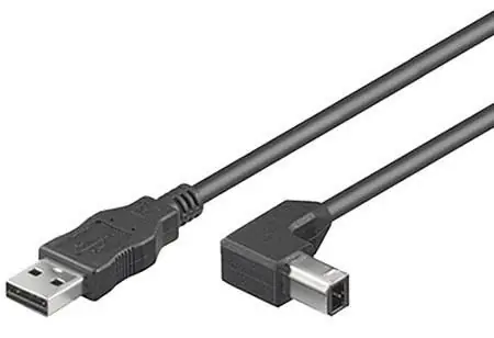 MicroConnect kabel USB2.0 A (M) - USB2.0 B 90° úhel (M) 3m černá / 480Mbit/s