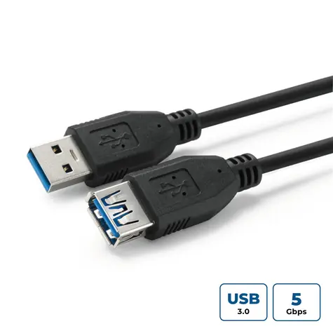 MicroConnect kabel USB3.0 A (M) - USB3.0 A (F) 2m černá / 5000Mbit/s