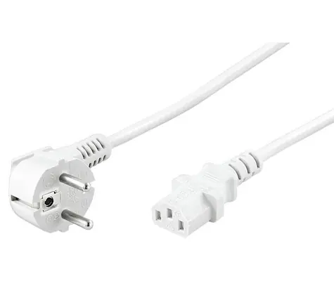 MicroConnect Síťový napájecí kabel Schuko 90° úhel - C13 3m bílá