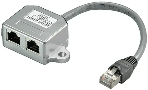 MicroConnect CAT5e RJ45 splitter 2x RJ-45 (F) - RJ-45 (M) 0.2m šedá