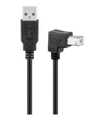 MicroConnect kabel USB2.0 A (M) - USB2.0 B 90° úhel (M) 1.8m černá / 480Mbit/s