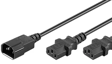 MicroConnect Prodlužovací split kabel C14 - 2x C13 1.2m černá