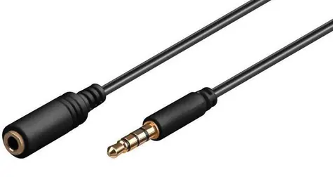 MicroConnect prodlužovací kabel 4-pin Jack 3.5mm (M) - Jack 3.5mm (F) 5m černá